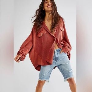 Free People One Scout Shirt Jacket in Clay